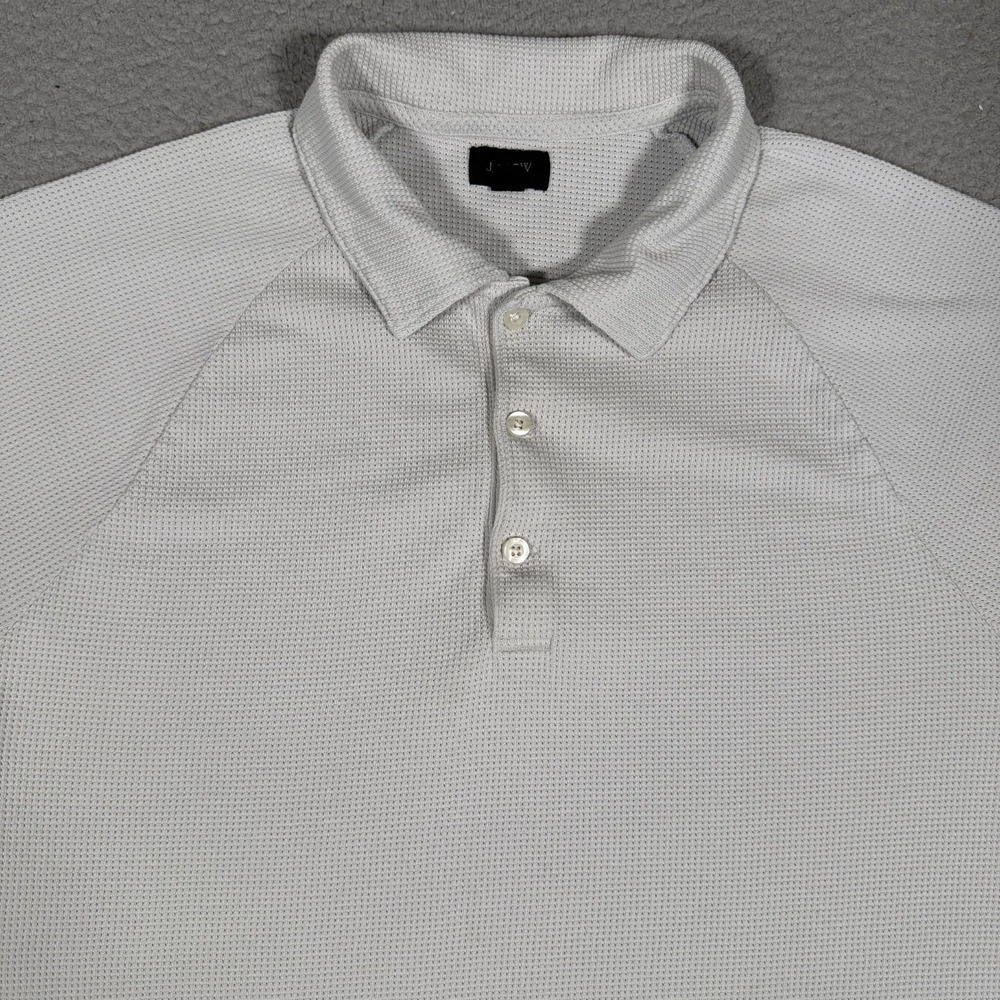 J Crew Shirt Mens Large Gray Waffle Grid Tech‎ Polo Coolmax Casual Preppy